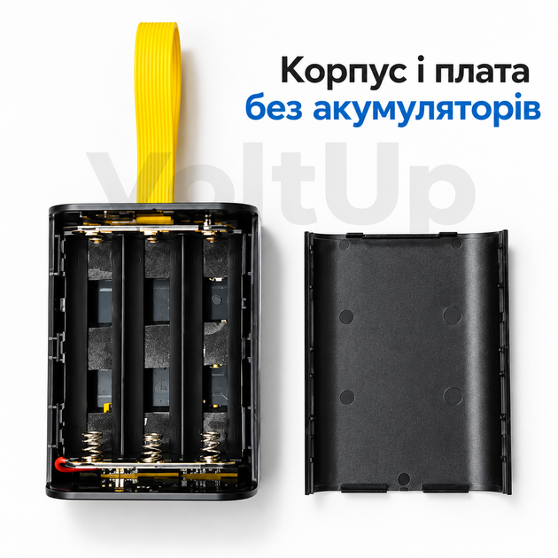 Прозорий DIY корпус для Power Bank 3×18650 з LED лампою • Micro USB + Type-C, 2 USB виходи, заряджання 10 Вт, без акумуляторів - зображення 6