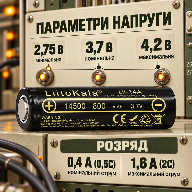 Аккумулятор LIITOKALA Lii-14A 14500 Li-Ion 800 мА·ч 3,7 В, перезаряжаемый элемент питания 14×50 мм - изображение 3