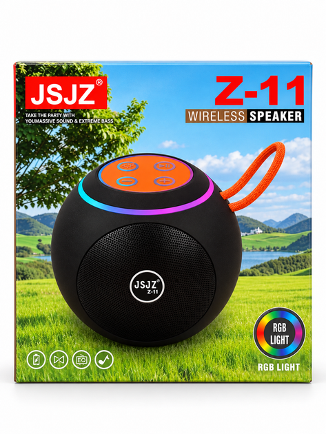 Портативная Bluetooth-колонка 8 Вт с RGB-подсветкой черно-серая (JZ-11) - изображение 3