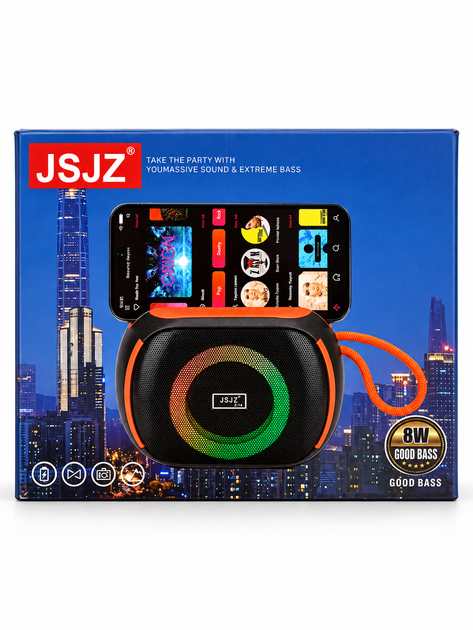 Портативная Bluetooth-колонка 8 Вт с RGB-подсветкой и подставкой для телефона (JZ-14) - изображение 3
