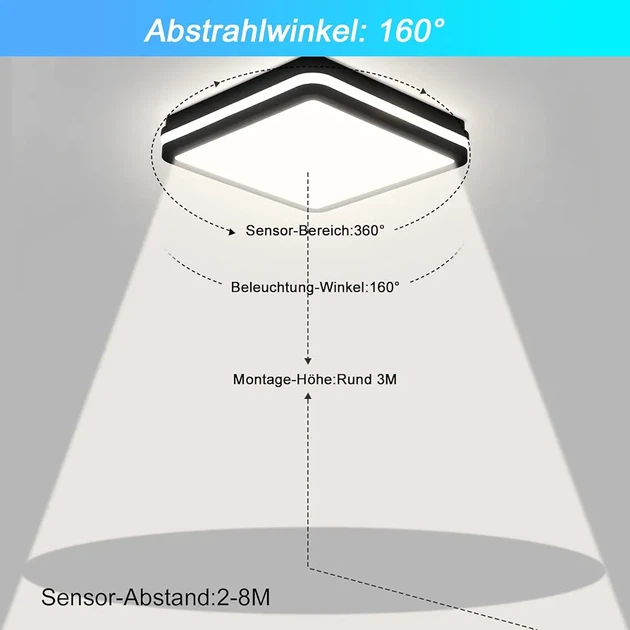Світлодіодний стельовий світильник з датчиком руху 18 Вт 1800 лм IP54 4000K, вологозахищений LED світильник - Фото 8 Світлодіодний стельовий світильник з датчиком руху 18 Вт 1800 лм IP54 4000K, вологозахищений LED світильник - зображення 8