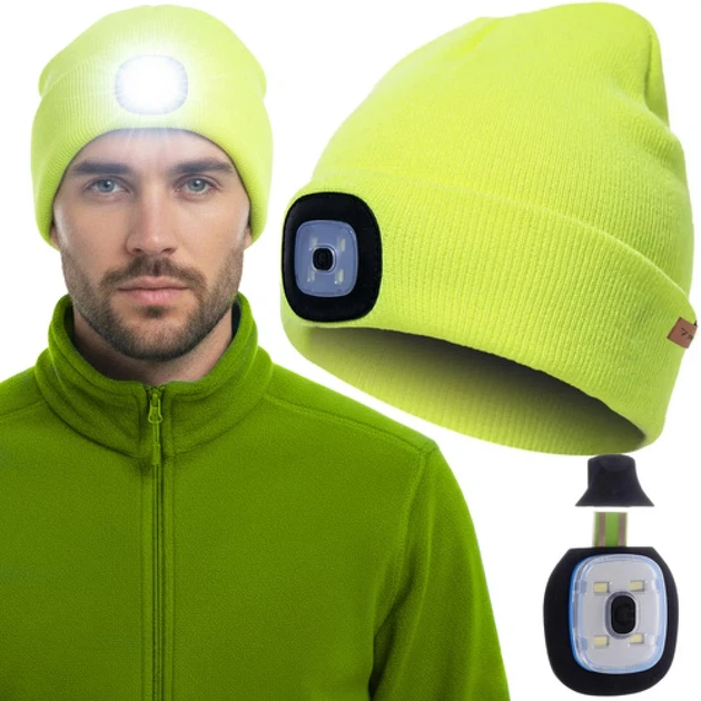 Шапка зимняя с фонариком Trizand Yellow (5900779947337) - Фото 1 Шапка зимняя с фонариком Trizand Yellow (5900779947337) - изображение 1