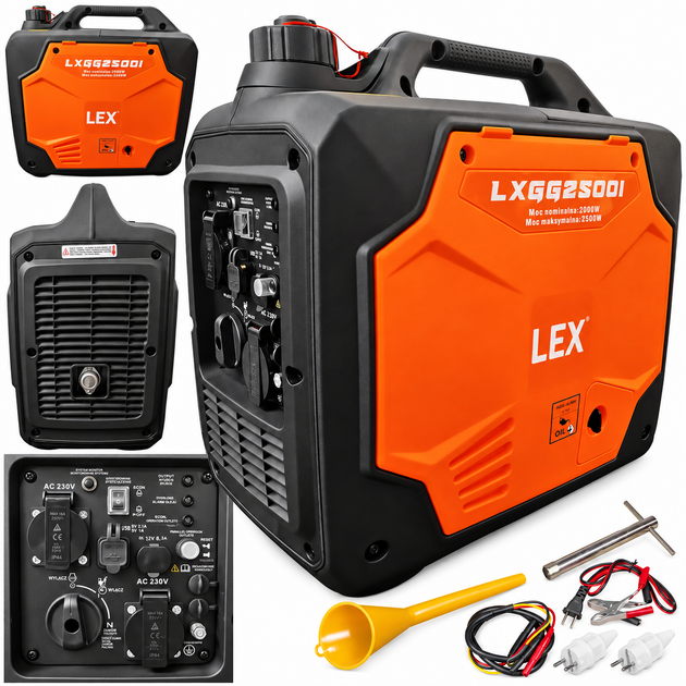 Генератор бензиновий інверторний LEX LXGG2500I потужність 2.5 кВт бензогенератор компактний однофазний портативний з функцією ECO для електроінструментів побутових приладів техніки в гаражі домі майстерні - зображення 6
