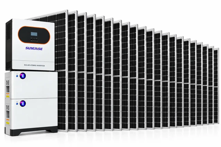 Гібридна сонячна електростанція Sunerise 10.8 кВт з інвертором Sunerise 11 кВт та АКБ Sunerise 5.12 кВт·год 2 шт (комплект) - Фото 1 Гібридна сонячна електростанція Sunerise 10.8 кВт з інвертором Sunerise 11 кВт та АКБ Sunerise 5.12 кВт·год 2 шт (комплект) - зображення 1