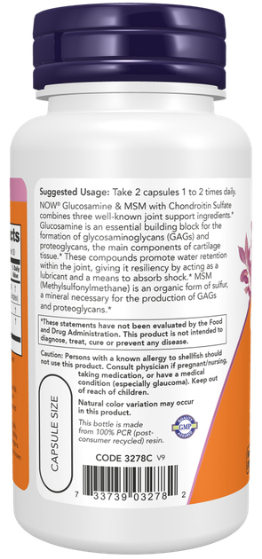 Glukozamina i MSM na stawy i więzadła NOW Glucosamine & MSM 60 kapsułek wegetariańskich (733739032782) - Zdjęcie 3 Glukozamina i MSM na stawy i więzadła NOW Glucosamine & MSM 60 kapsułek wegetariańskich (733739032782) - obraz 3