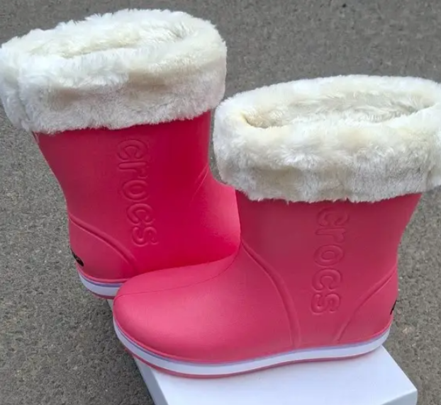 Жіночі теплі зимові гумові напівчоботи CROCS 36р (23 см) Червоні - зображення 3