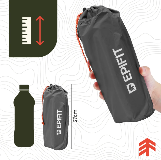 Матрац туристичний самонадувний Epifit REST 112760 сірий з вбудованим ножним насосом та чохлом 190х60х5 см - зображення 9