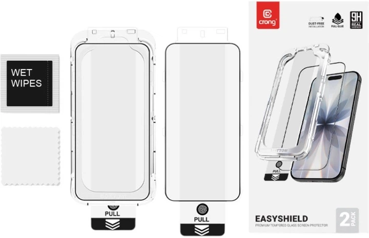 Zestaw szkieł hartowanych do smartfona Apple iPhone 18 Pro Max/17 Pro Max/16 Pro Max Crong EasyShield 2 szt. Black (CRGES2PIP1769P) - obraz 2