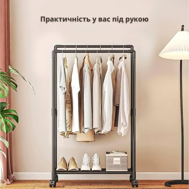 Стійка-вішалка на колесах для речей та взуття (YH9918-1) - Фото 2 Стійка-вішалка на колесах для речей та взуття (YH9918-1) - зображення 2