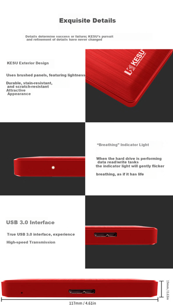 Жесткий диск Kesu K1 640GB 2.5" USB 3.0 External Blue - изображение 10
