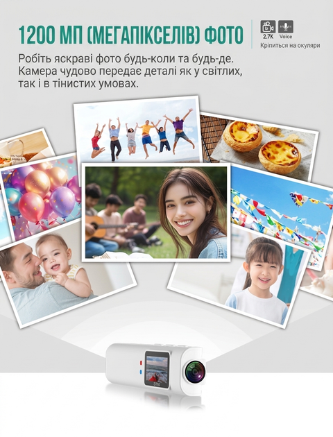 Экшн-камера S110 с IPS дисплеем и креплением на очки 12 Мп белая - изображение 7