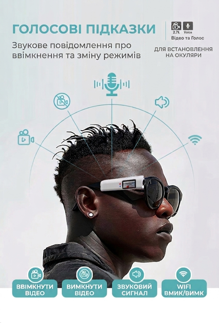 Экшн-камера S110 с IPS дисплеем и креплением на очки 12 Мп белая - изображение 8