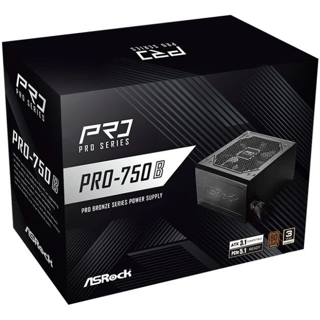 Блок питания ASRock PRO-750B 750 Вт ATX 80 PLUS Bronze, вентилятор 120 мм - изображение 5