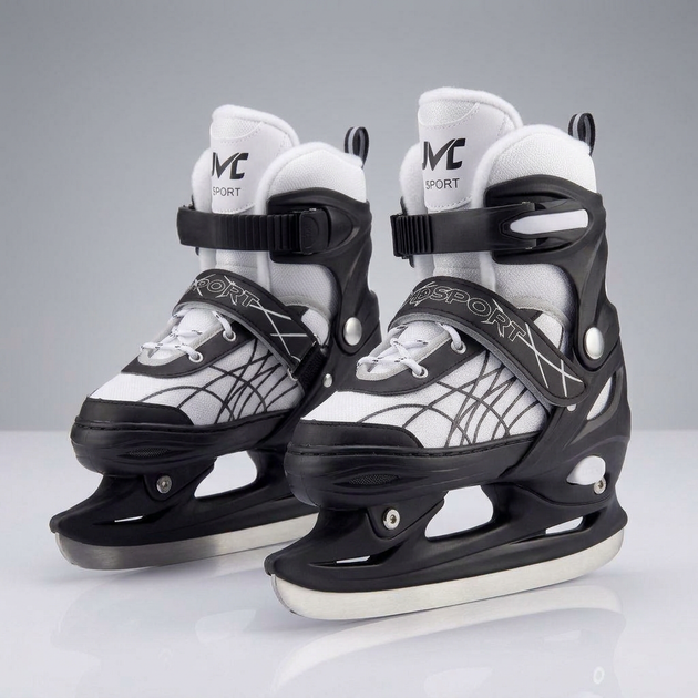 Коньки раздвижные ледовые черные SP-Sport 7677 размер 38-42 Black-White - изображение 4
