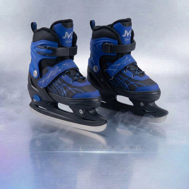 Коньки раздвижные ледовые синие SP-Sport 7677 размер 38-42 Black-Blue - изображение 4