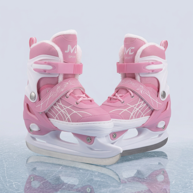 Коньки раздвижные ледовые розовые SP-Sport 7677 размер 38-42 Pink-White - изображение 7