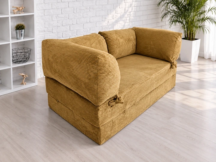 Безкаркасний диван GRANDOX Магнус Гірчичний 160х200 см - Фото 2 Безкаркасний диван GRANDOX Магнус Гірчичний 160х200 см - зображення 2