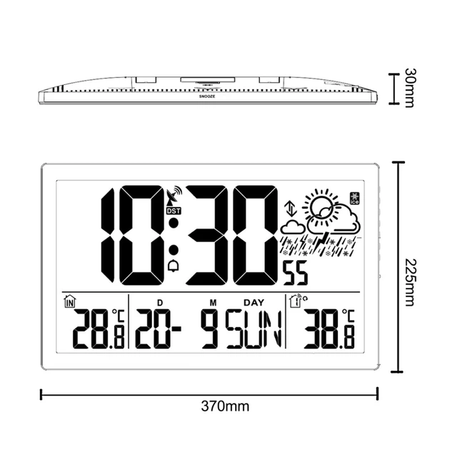 Часы настенные GreenBlue GB218 LCD с температурой и датой (5902211132059) - изображение 2