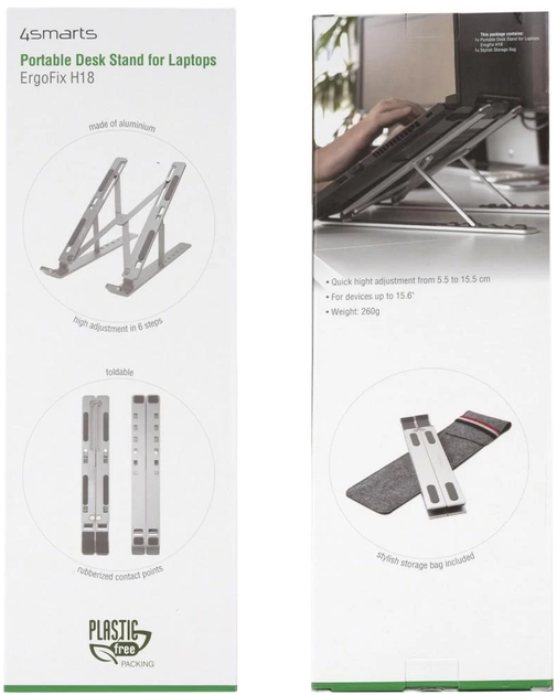 Podstawka pod laptop 4smarts ErgoFix H18 Silver (4250774955495) - obraz 7