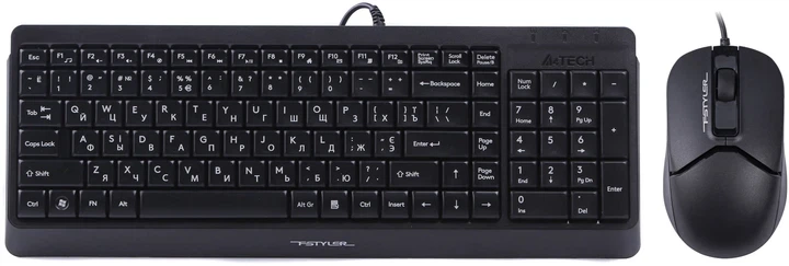 Комплект клавиатуры и мыши A4tech Fstyler F1512 проводной USB Черный (F1512) - изображение 2