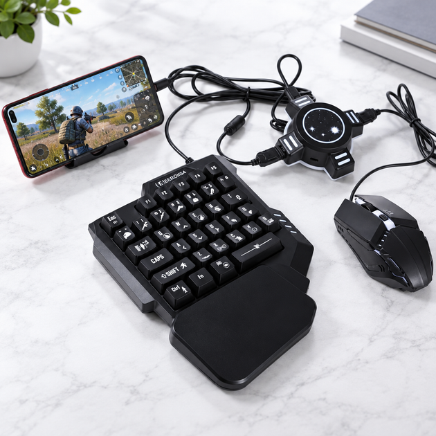 Игровой набор 5 в 1 с клавиатурой, мышью и Bluetooth-хабом для Android и iOS - изображение 8
