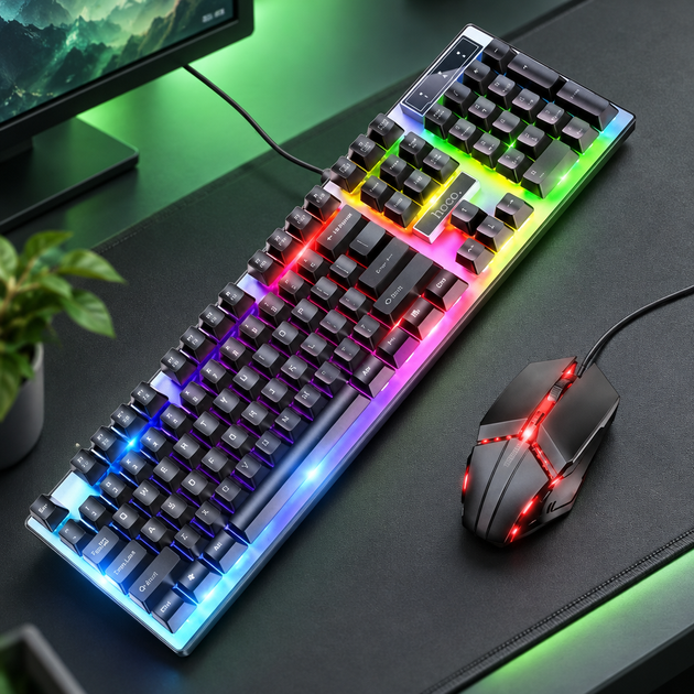 Ігровий набір HOCO GM18 Luminous з клавіатурою 104 клавіші та RGB мишею 6D DPI - зображення 10