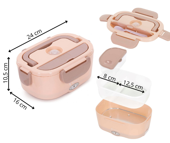 Lunch Box Springos elektryczny z podgrzewaczem KI0205 łososiowy (5908455317115) - obraz 2