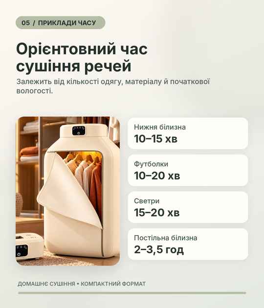 Портативная электрическая сушилка для одежды и обуви 600 Вт со складным чехлом, циркуляцией теплого воздуха - изображение 6