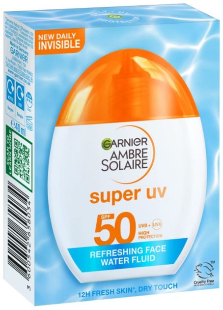 Fluid przeciwsłoneczny do twarzy Garnier Ambre Solaire Super UV Spf 50 40 ml (3600542658034) - obraz 2