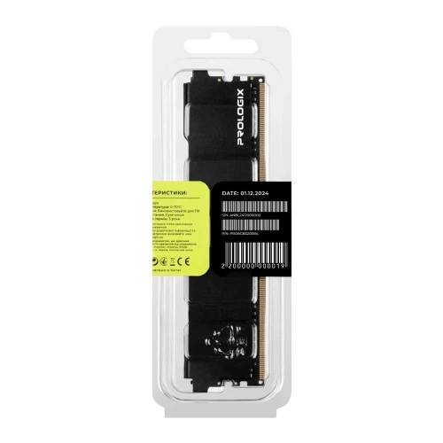 Пам'ять 8Gb DDR4, 3200 MHz, Prologix, Black, 16-20-20, 1.35V, з радіатором (PRO8GB3200B4) - зображення 6
