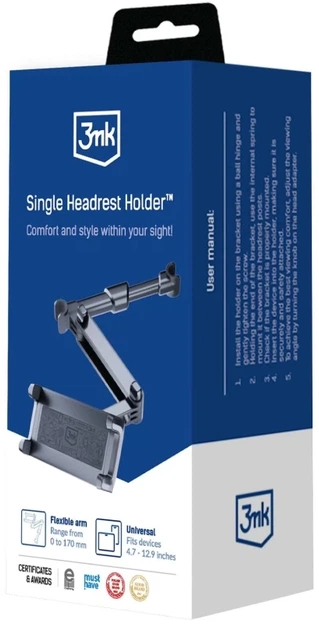 Uchwyt samochodowy 3MK Single Headrest Holder na zagłówek do tabletu (5903108543194) - obraz 9