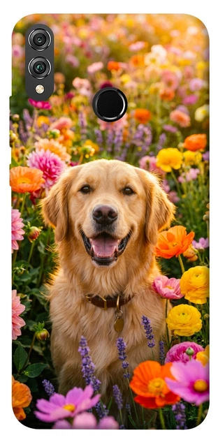 Чехол для Huawei Honor 8X с принтом Flowery labrador - Фото 1 Чехол для Huawei Honor 8X с принтом Flowery labrador - изображение 1