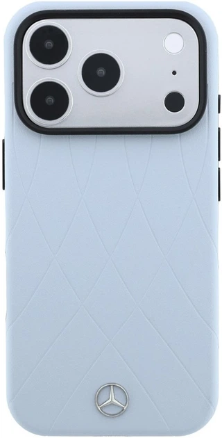 Чохол для смартфона Apple iPhone 17 Pro Max / 18 Pro Max Mercedes Leather with Crossed Lines Anthracite MagSafe Blue (Mer008912) - зображення 3