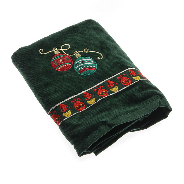 Набор махровых полотенец КРІСМАС шары зеленый в коробке 30х45 (5386 ...