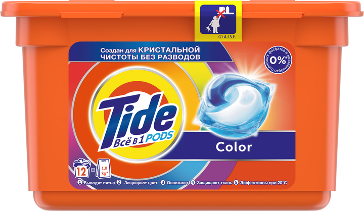 Упаковка капсул для стирки Tide Color 12 шт х 6 контейнеров ...