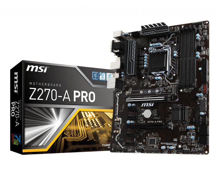 Материнська плата MSI Z270-A Pro (s1151, Intel Z270, PCI-Ex16) - Фото 1 Материнська плата MSI Z270-A Pro (s1151, Intel Z270, PCI-Ex16) - зображення 1