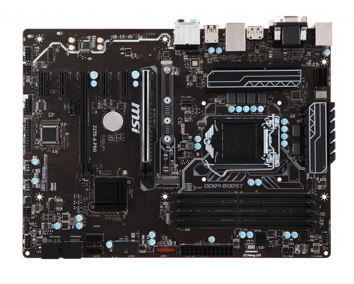 Материнська плата MSI Z270-A Pro (s1151, Intel Z270, PCI-Ex16) - Фото 2 Материнська плата MSI Z270-A Pro (s1151, Intel Z270, PCI-Ex16) - зображення 2