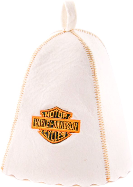 Шапка для сауны Sauna Pro из белого войлока с вышивкой Harley Davidson .