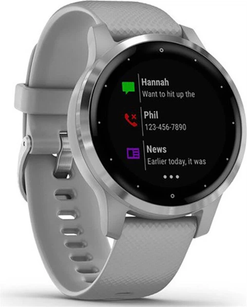 Смарт-годинник Garmin Vivoactive 4S Powder Gray with Silver (010-02172-03); 1.1" (218x218) TFT / Bluetooth / Wi-Fi, GPS, GLONASS / до 7 днів / 5 ATM / 40 х 40 х 12.7 мм, 40 г / сірий - Фото 2 Смарт-годинник Garmin Vivoactive 4S Powder Gray with Silver (010-02172-03); 1.1" (218x218) TFT / Bluetooth / Wi-Fi, GPS, GLONASS / до 7 днів / 5 ATM / 40 х 40 х 12.7 мм, 40 г / сірий - зображення 2