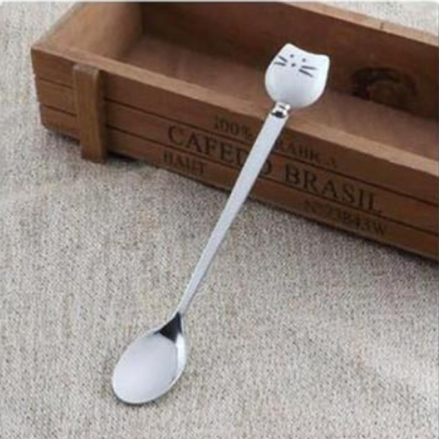 Чайная ложка с белым котом, необычная веселая десертная ложечка, ложка ...