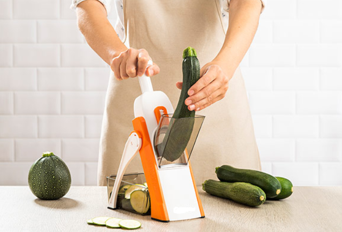 Мультислайсер для овощей Delimano Brava Spring Slicer с пружинным механизмом и 40 режимами нарезки для кубиков ломтиков соломки и брусочков - изображение 6