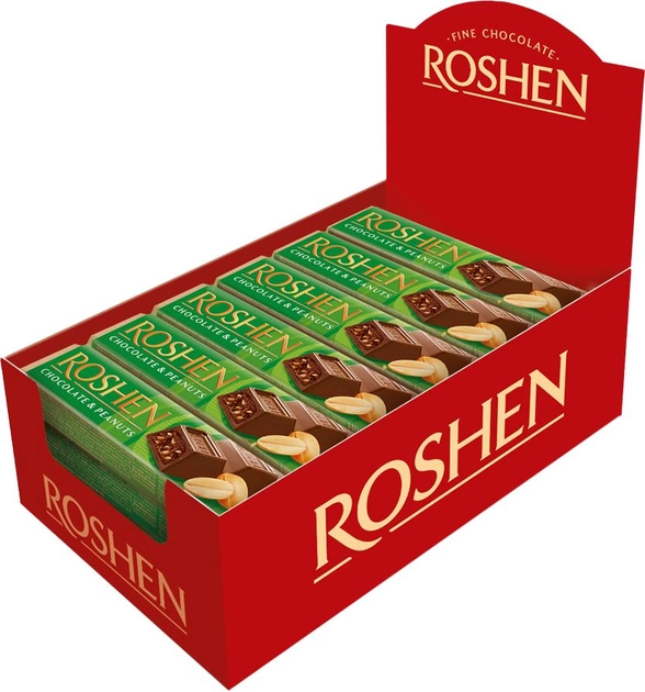 Акция на Упаковка батончиків Roshen Зелений молочно-шоколадний з арахісовою начинкою 38 г x 30 шт. от Rozetka