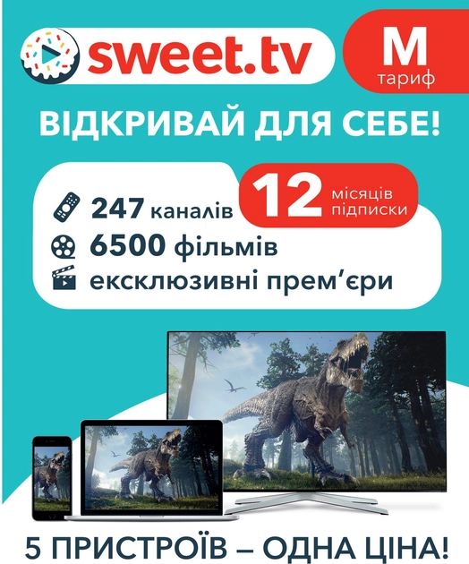 Стартовый пакет «SWEET.TV» М на 12 мес (скретч-карточка) (4820223800104) - изображение 1