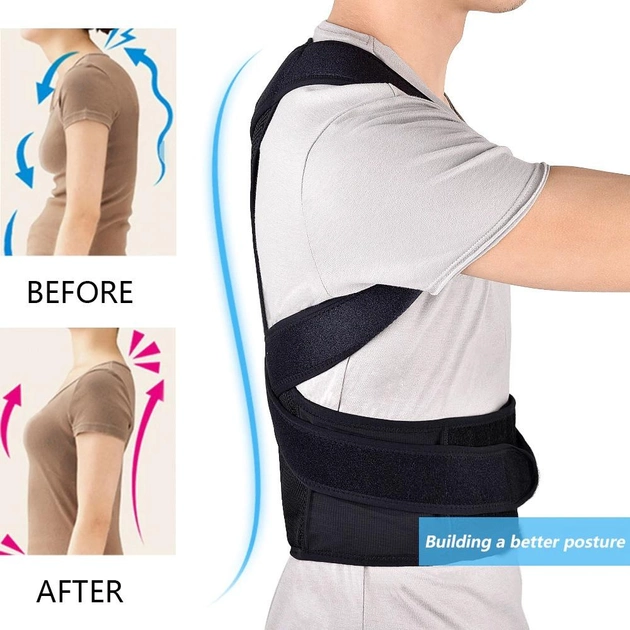 Корректор осанки корсет для спины (ортопедический корректирующий жилет) Back support belt М - изображение 2