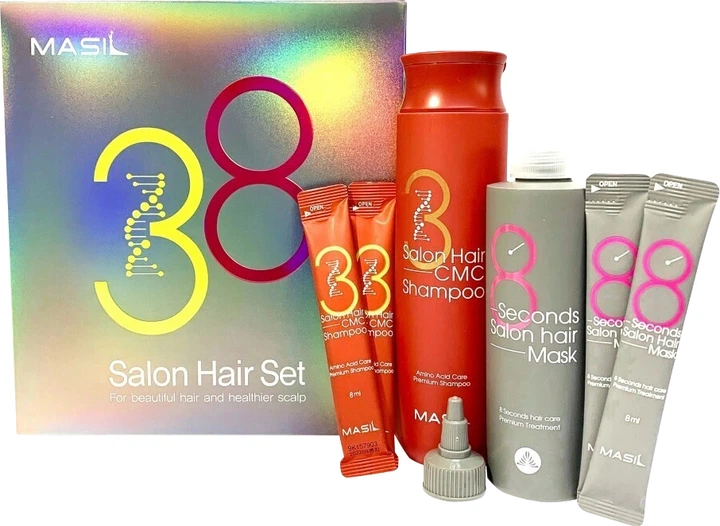 Zestaw do pielęgnacji włosów Masil 38 Salon Hair Szampon 300 ml + Szampon 2x8 ml + Maska 200 ml + Maska 2x8 ml (8809744060132) - obraz 3