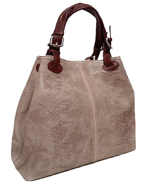 Женская кожаная сумка Italian bags DB6929 gray brown 