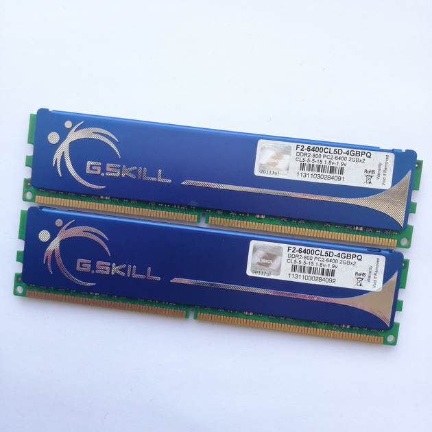 Комплект оперативной памяти G.Skill DDR2 4Gb KIT of 2 800MHz PC2 6400U CL5 (F2-6400CL5D-4GBPQ) Б/У - изображение 1