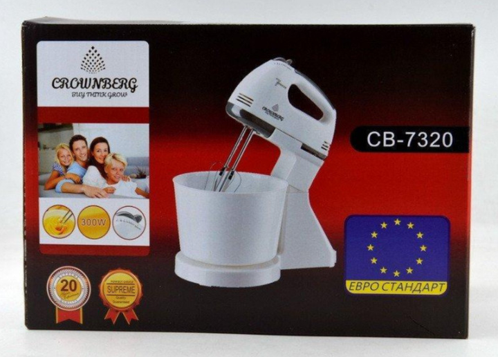 Ручной миксер с чашей 2 л Crownberg CB-7320 300 Ватт - изображение 5