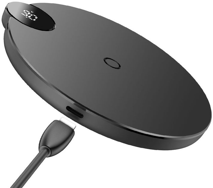Бездротовий зарядний пристрій Baseus Digtal LED Display Wireless Charger Black (WXSX-01) - зображення 2