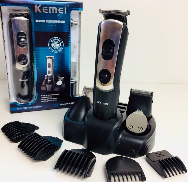 Тример стайлер багатофункціональний Kemei KM-520 10-в-1 Black/Silver - зображення 2